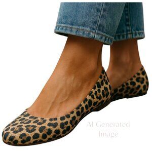 Lucky Brand EMMIE Animal Leopard Print Fabric Slip On Ballet Flat Shoes Sz 12 M